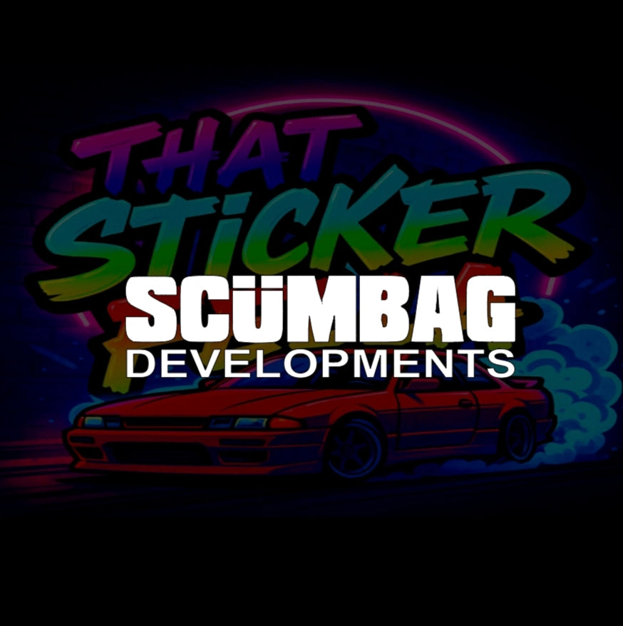 Scumbag developments windscreen sticker