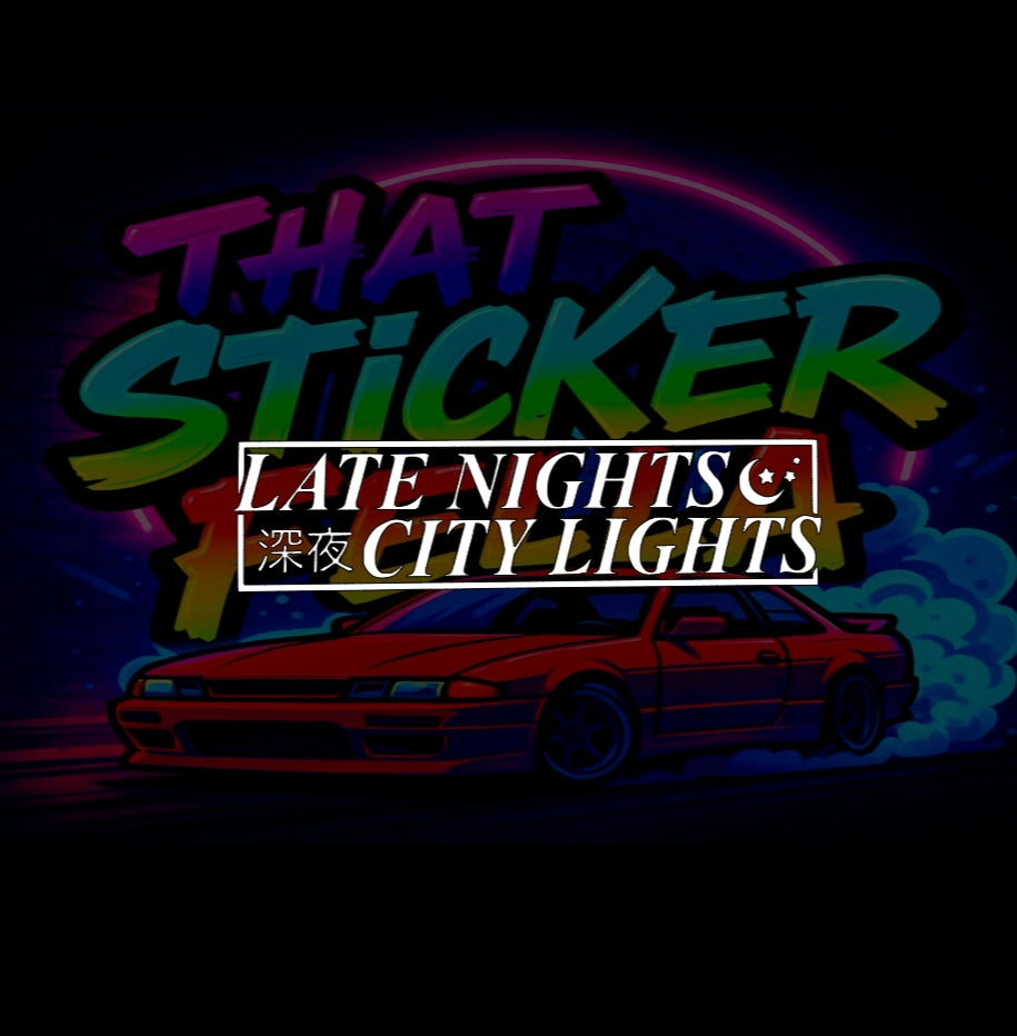Late nights city lights window sticker